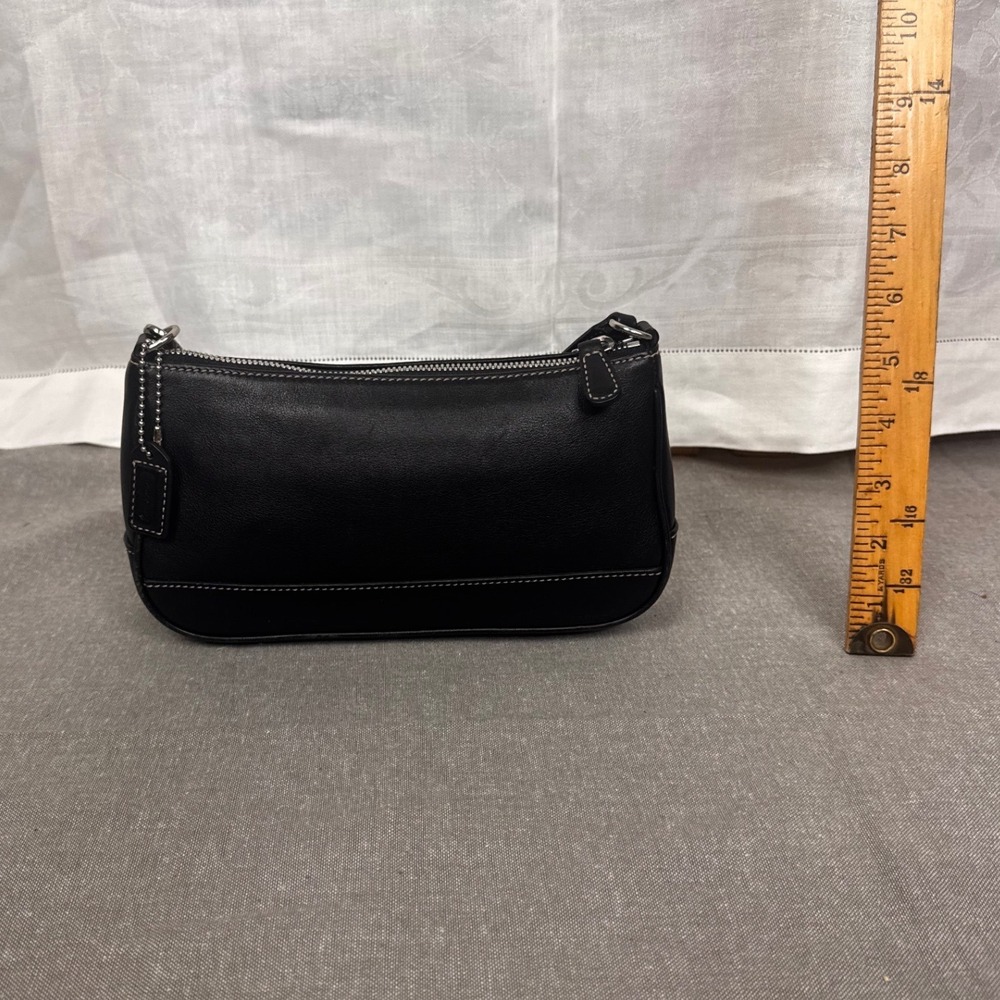 Coach Vintage Black Leather Baguette Shoulder Bag 7785 Contrast Stitch Small - Picture 5 of 6